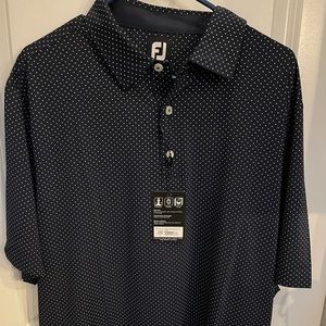 NWT Foot Joy polo Blue/white polka dots XL